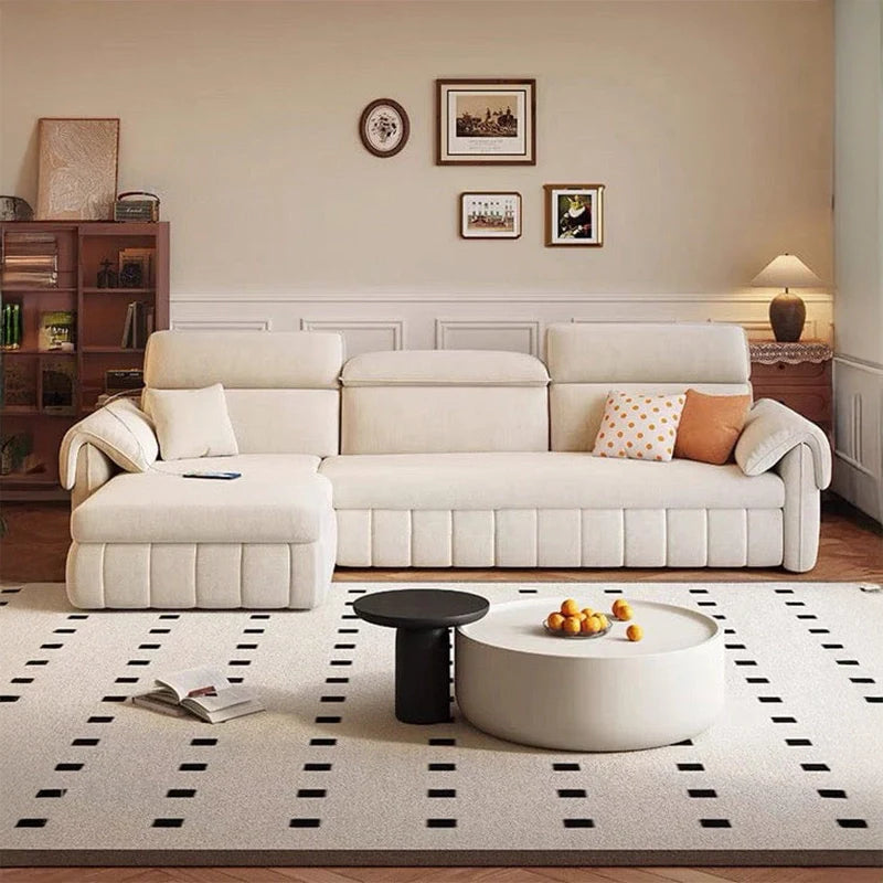L shape sofa bed with storage and USB charging, designed for relaxed seating and guest use