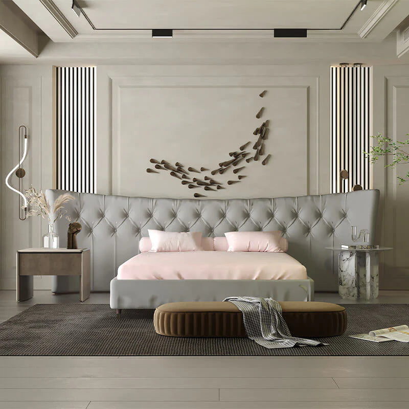 Contemporary upholstered bed frame new bed design with slim tapered legs