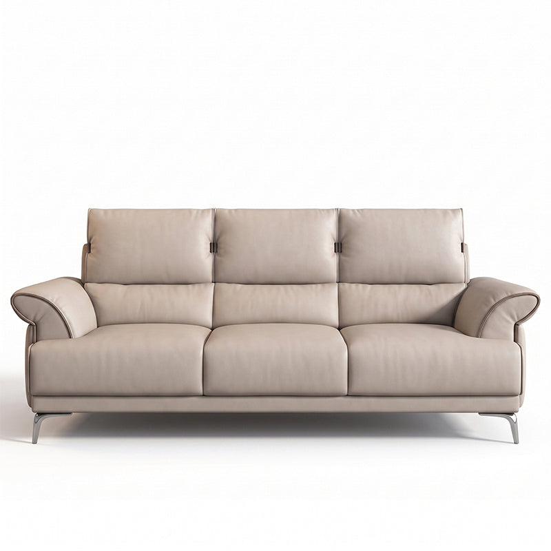 modern l shape sofa with supportive back cushions, neat side details and slim metal legs — alternate angle showing the ful...