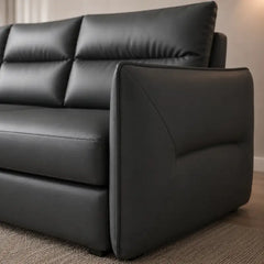 Faux leather sofa bed with hidden storage, for apartments, family rooms and guest spaces