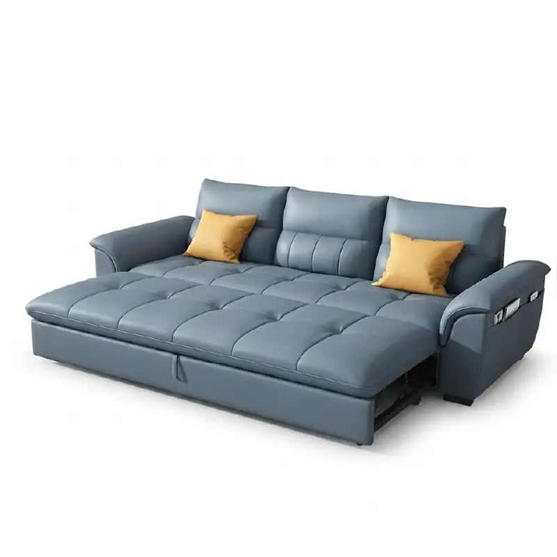 Convertible sofa bed with motorised recliner, for apartments, family rooms and guest spaces