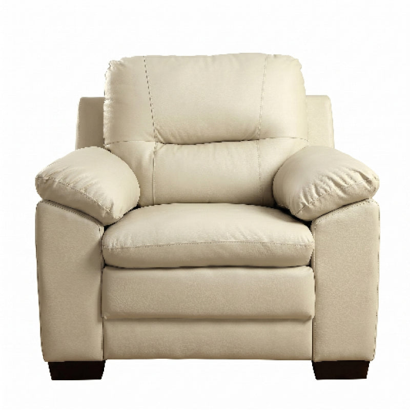 coordinated sofa set with soft cushions, broad pillow style arms and an easy clean finish — close view showing the colour...
