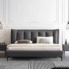 Low footboard master bedroom bed design cot design upholstered cot